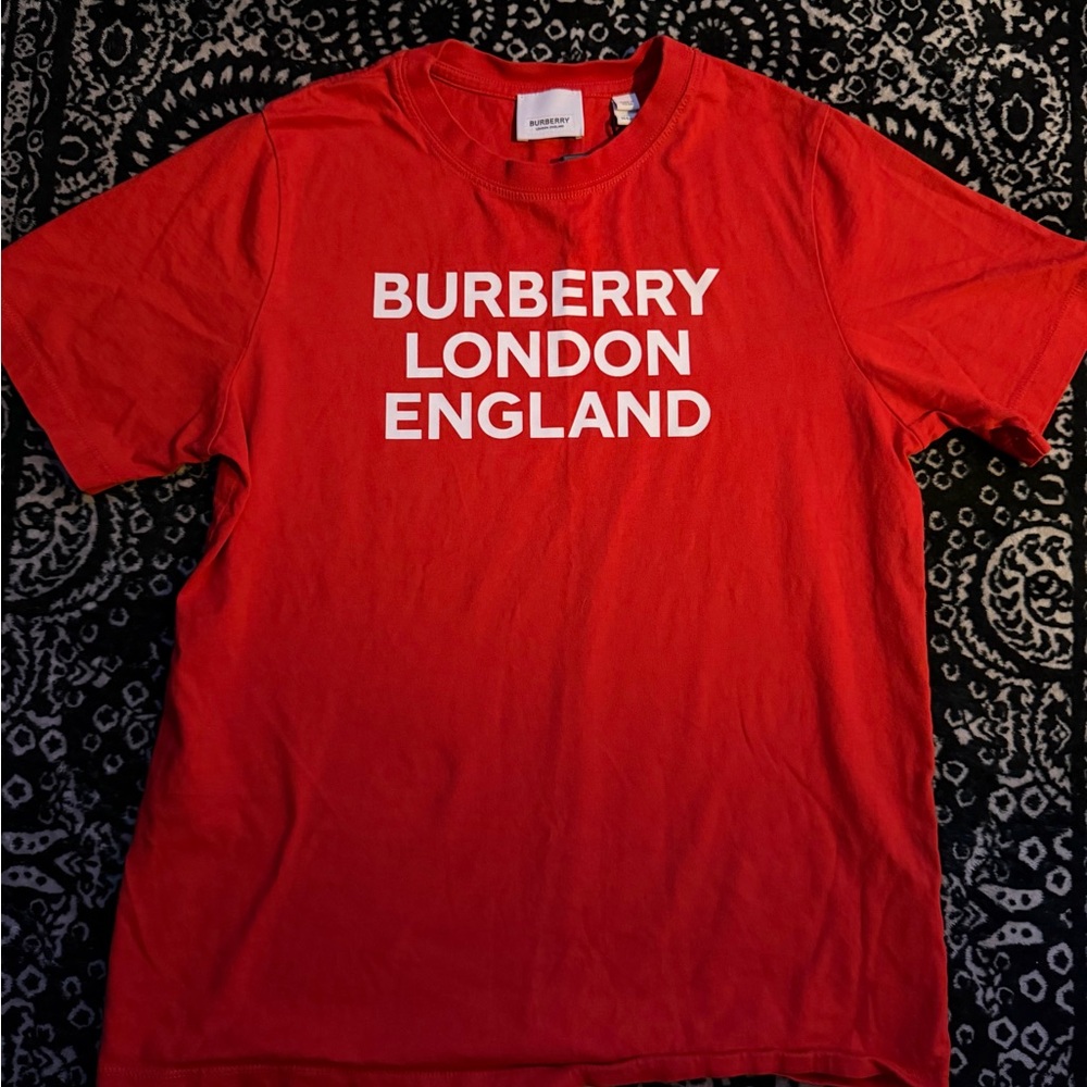Burberry Red Tee with White Text